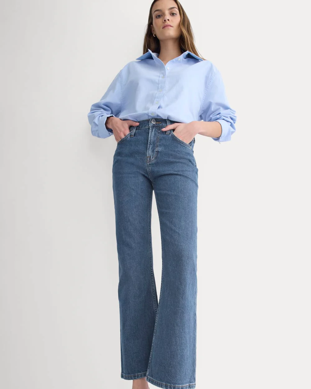 High-Rise Kick Flare Jean | Ocean - Image 3