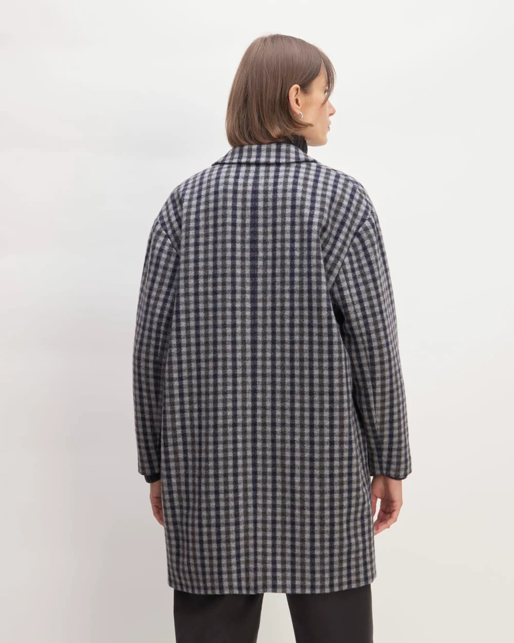 The Italian ReWool® Cocoon Coat | Grey / Charcoal / Navy Check - Image 6