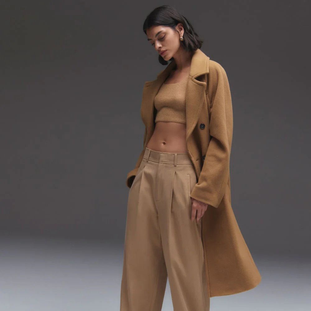The Italian ReWool® Long Peacoat | Camel - Image 7