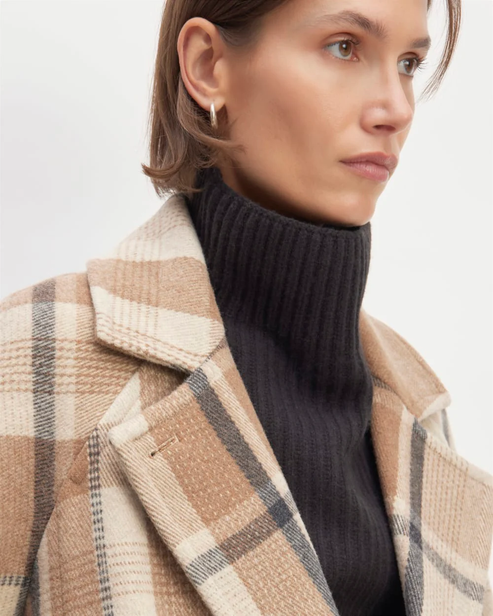The Italian ReWool® Long Peacoat | Heathered Charcoal / Cornstalk / Toasted Coconut / Biscotti - Image 2