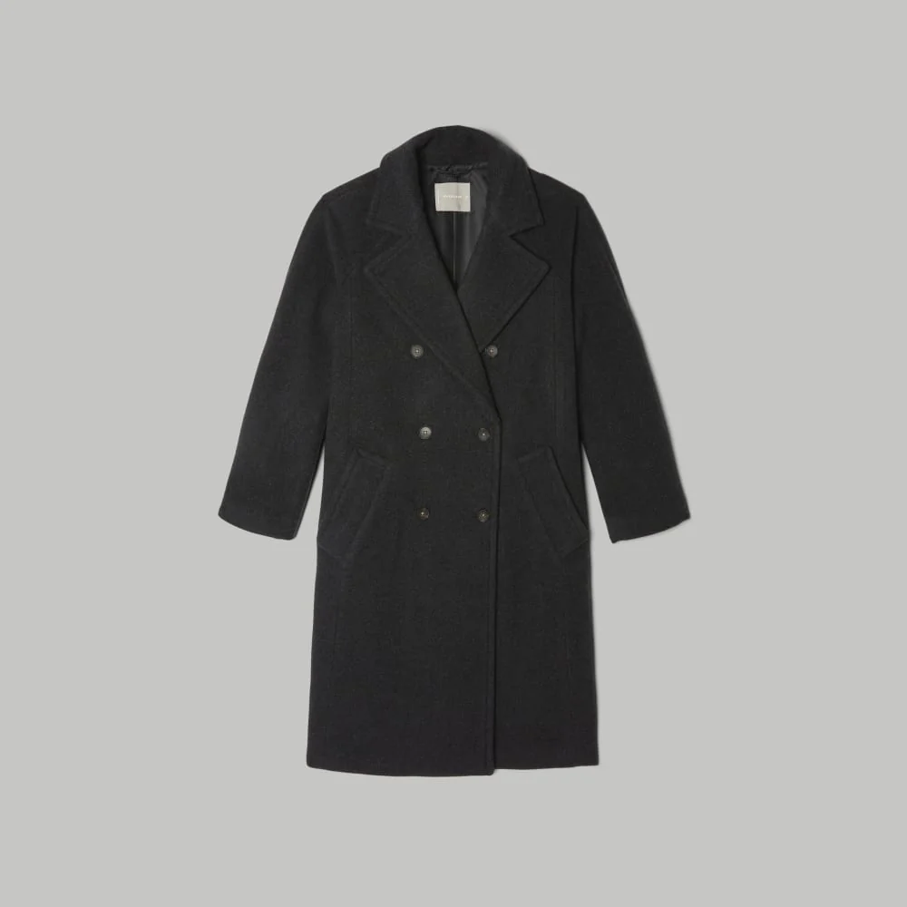 The Italian ReWool® Long Peacoat | Heathered Black - Image 2