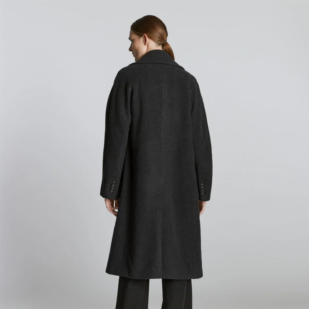 The Italian ReWool® Long Peacoat | Heathered Black - Image 3