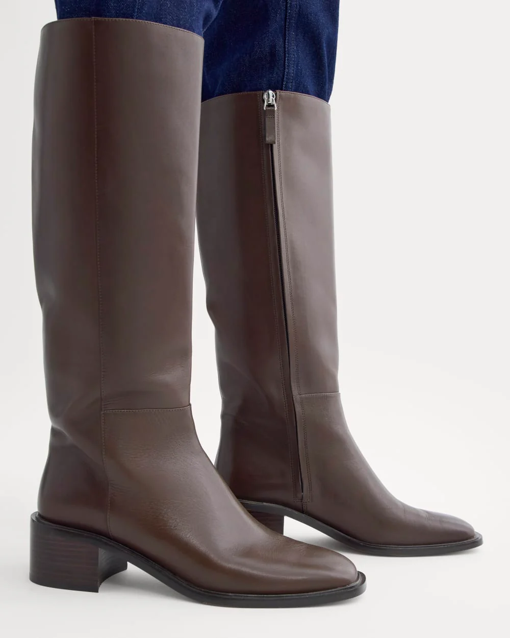 Leather Knee-High City Boot | Deep Brown - Image 2
