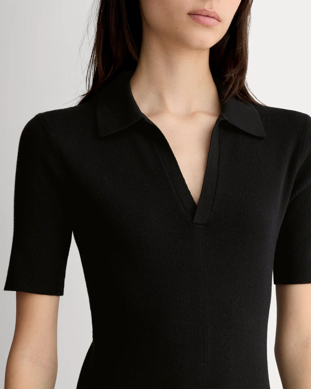 The Knit Polo Dress | Black - Image 3