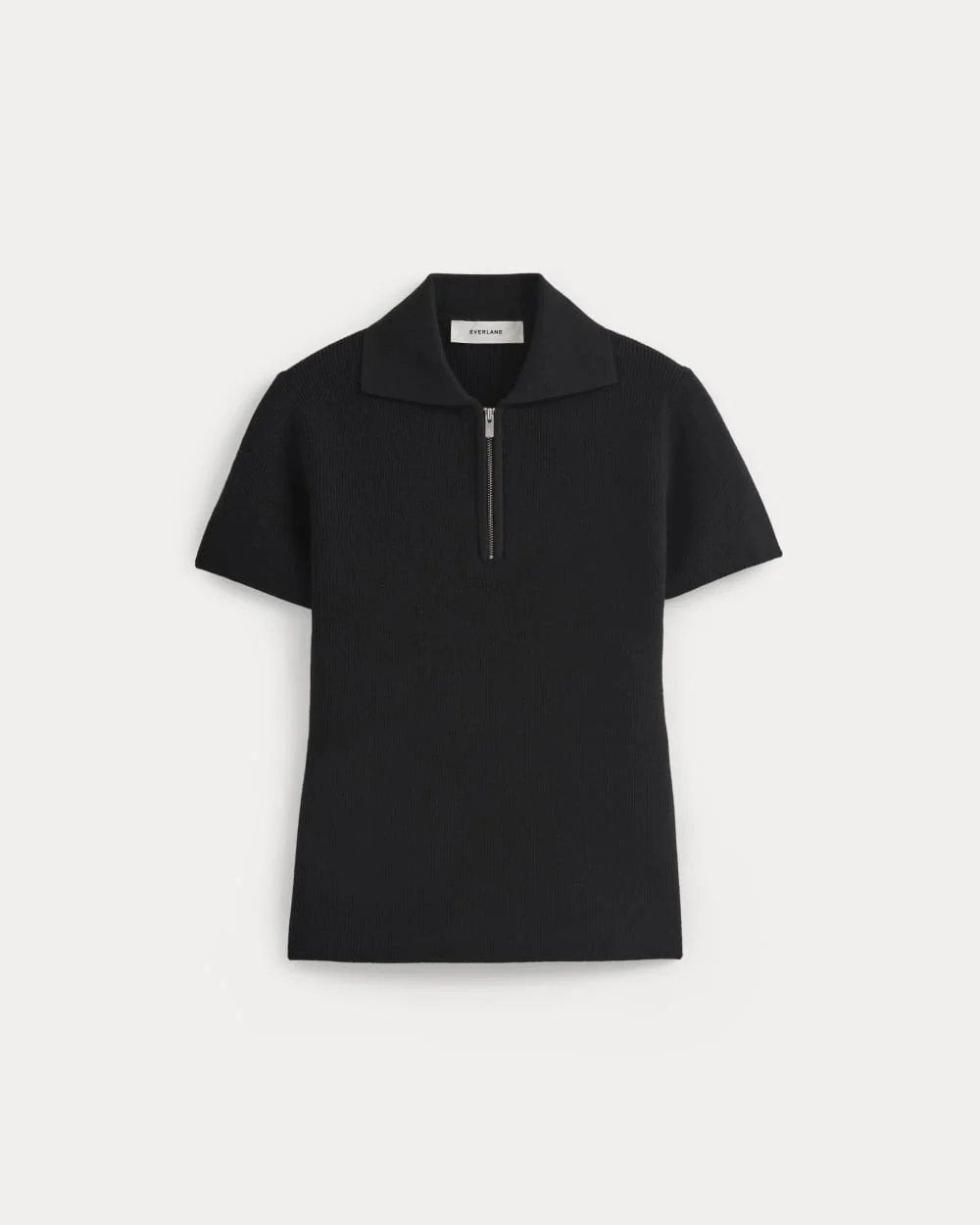 Knit Quarter-Zip Polo | Black - Image 2