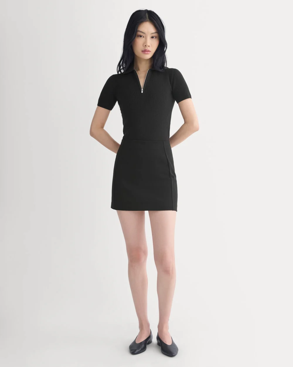 Knit Quarter-Zip Polo | Black - Image 4