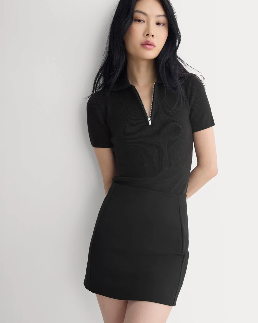 Knit Quarter-Zip Polo | Black - Image 5