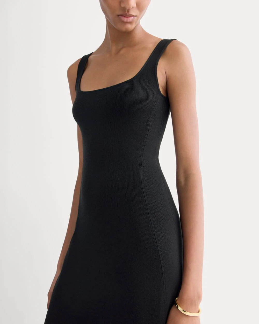 Knit Square-Neck Midi Dress | Black - Image 3