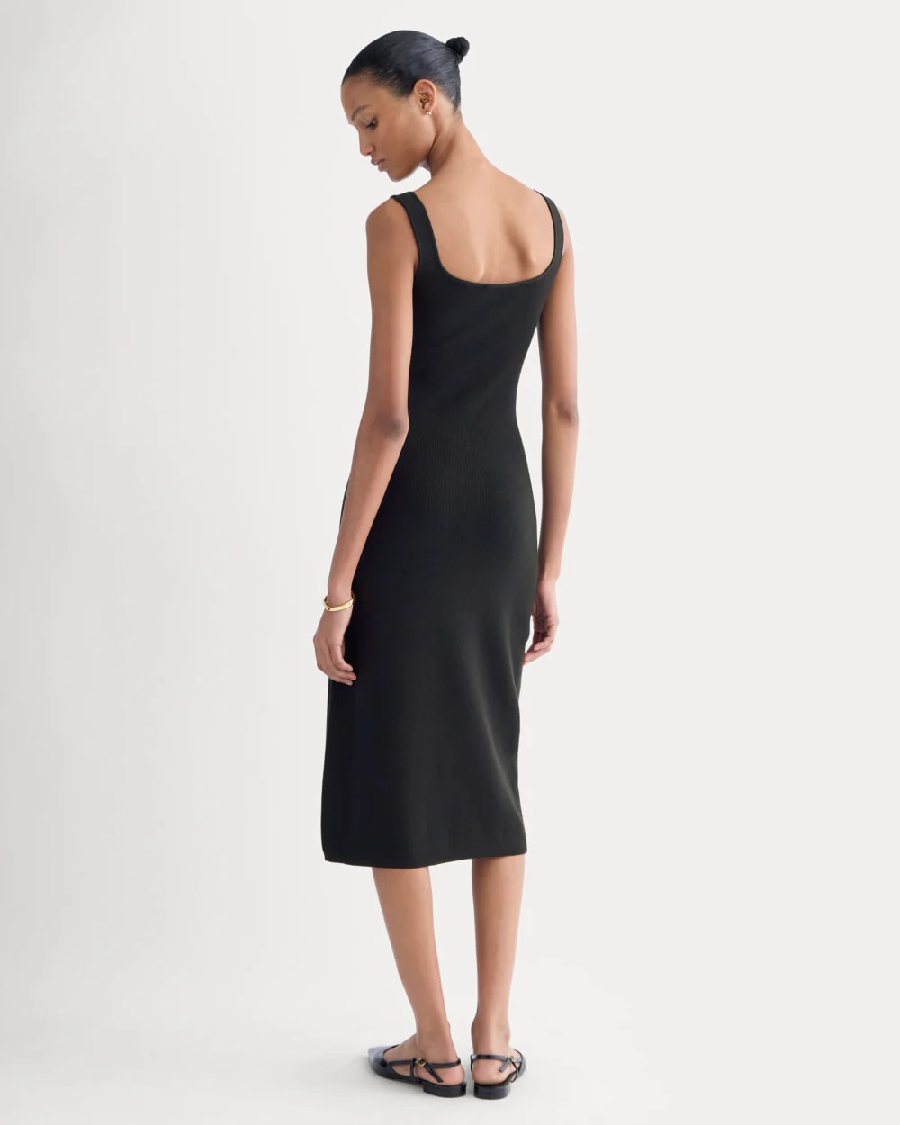 Knit Square-Neck Midi Dress | Black - Image 4