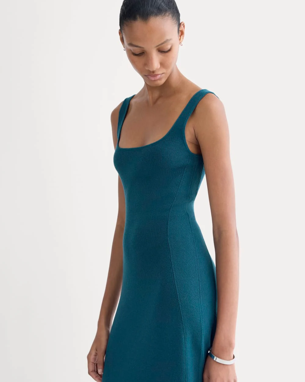 Knit Square-Neck Midi Dress | Reflecting Pond - Image 3