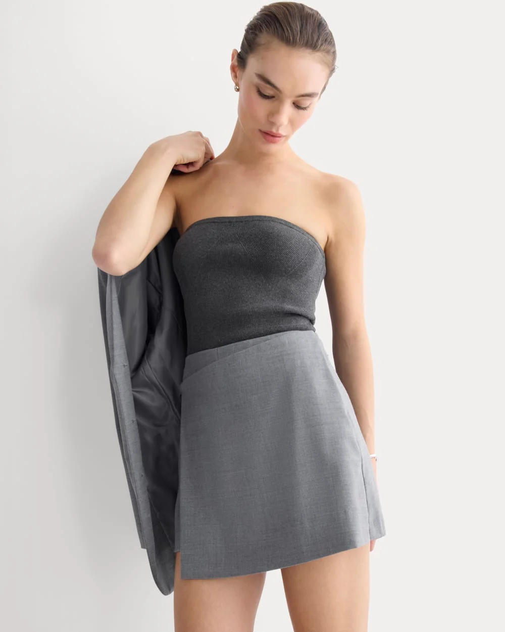 Knit Tube Top | Heathered Soot - Image 3