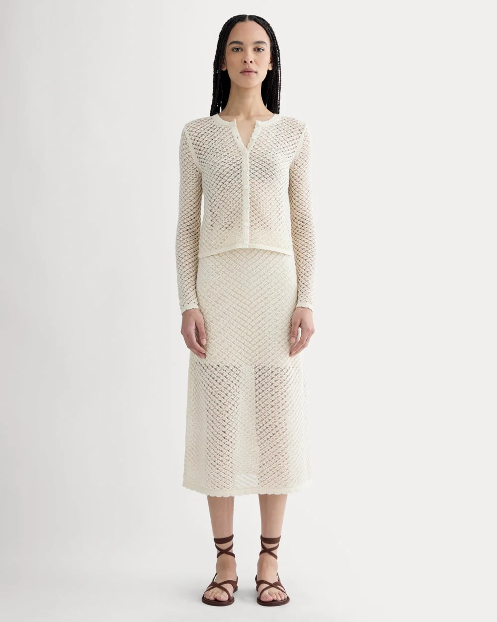 The Lace Knit Cardigan | Birch - Image 3
