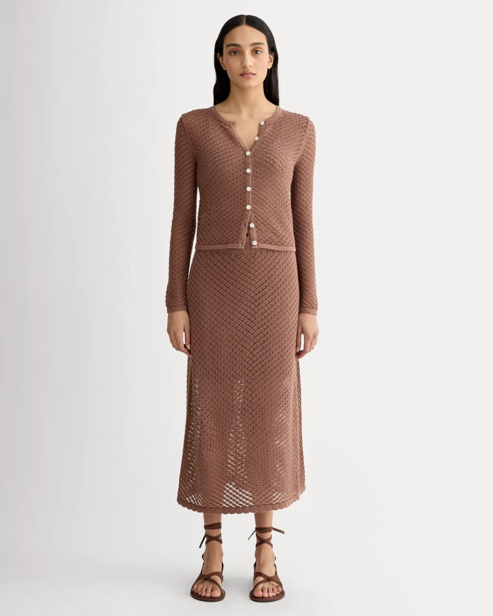 The Lace Knit Cardigan | Mocha - Image 3