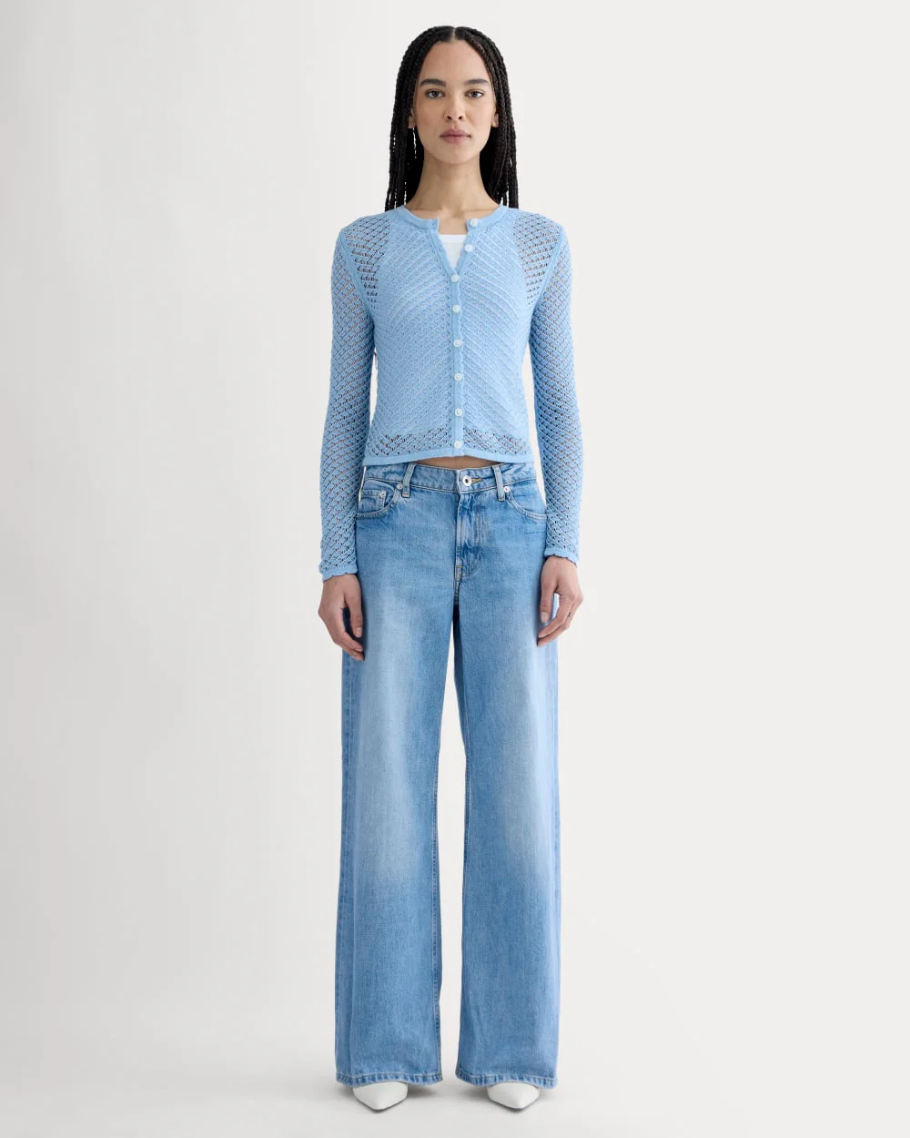 The Lace Knit Cardigan | Sky Blue - Image 3