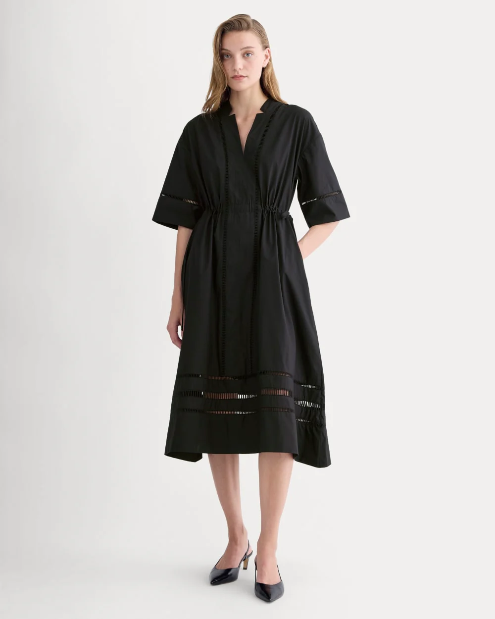 The Lace Trim Caftan Dress | Black