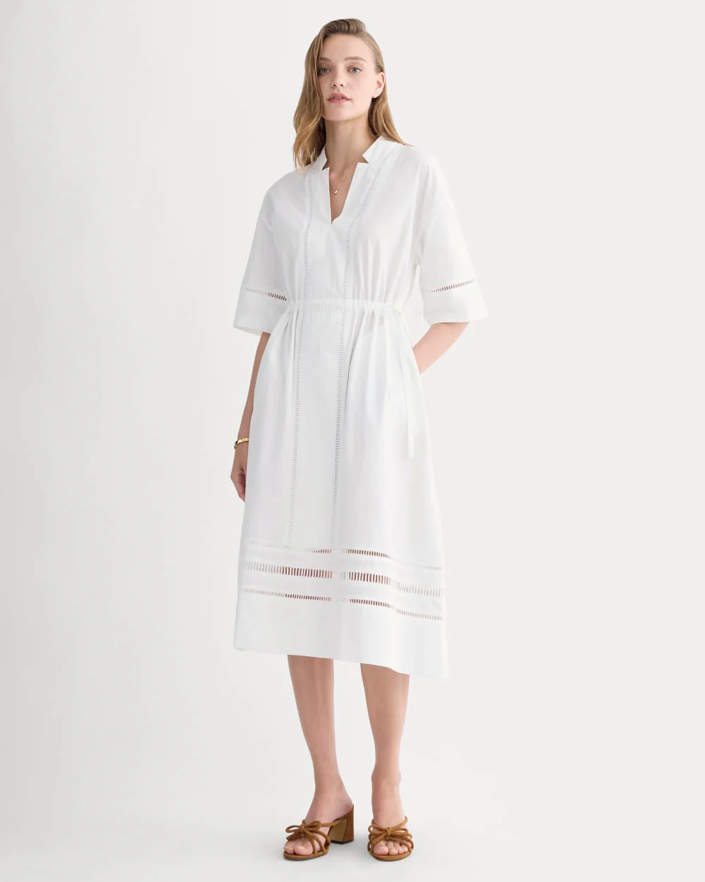 The Lace Trim Caftan Dress | White
