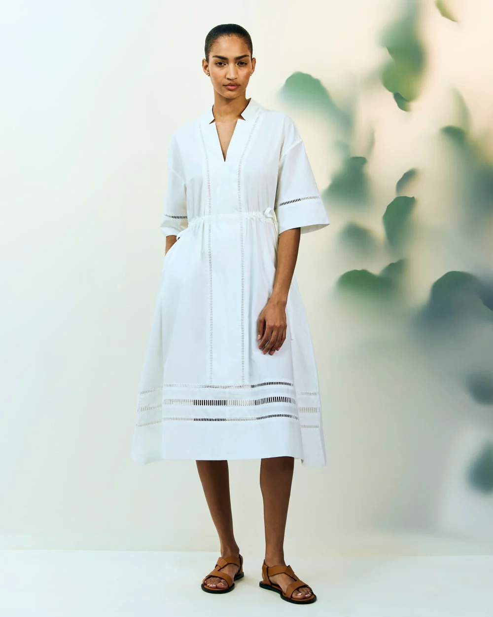 The Lace Trim Caftan Dress | White - Image 6