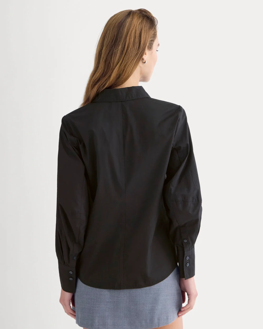 Lantern-Sleeve Shirt in Lightweight Cotton | Black - Image 5