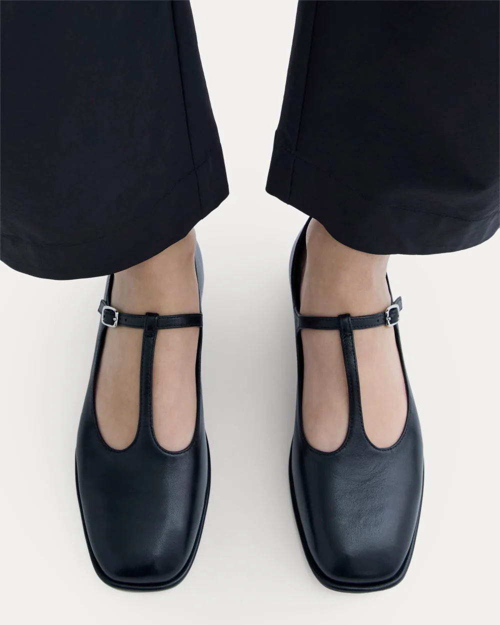 The Leather T-Strap Flat | Black - Image 4