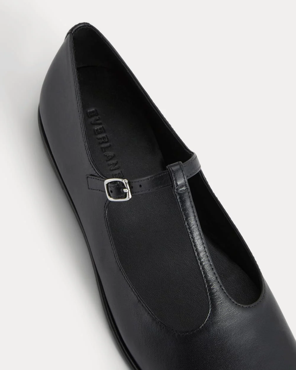 The Leather T-Strap Flat | Black - Image 7