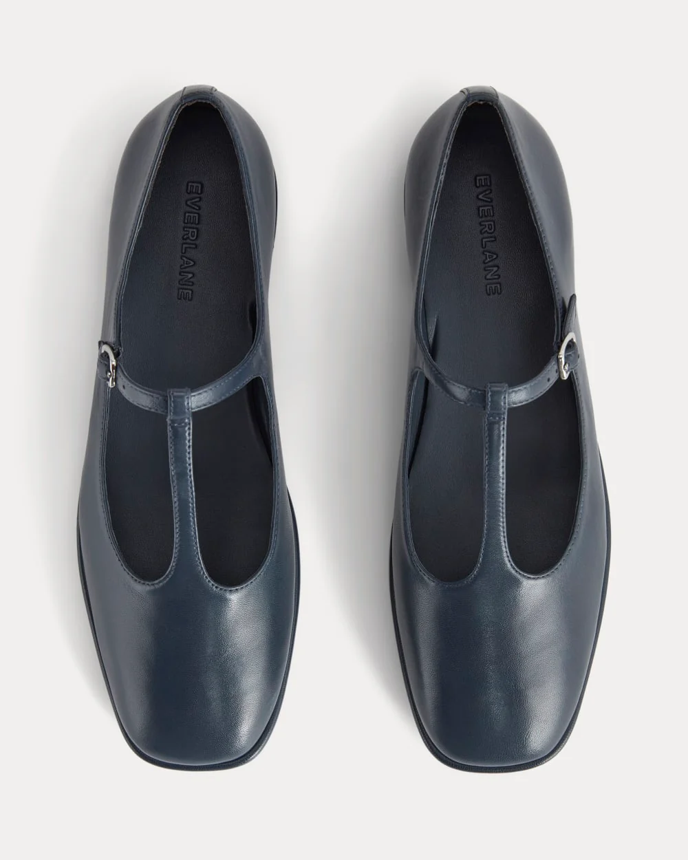 The Leather T-Strap Flat | Navy - Image 4