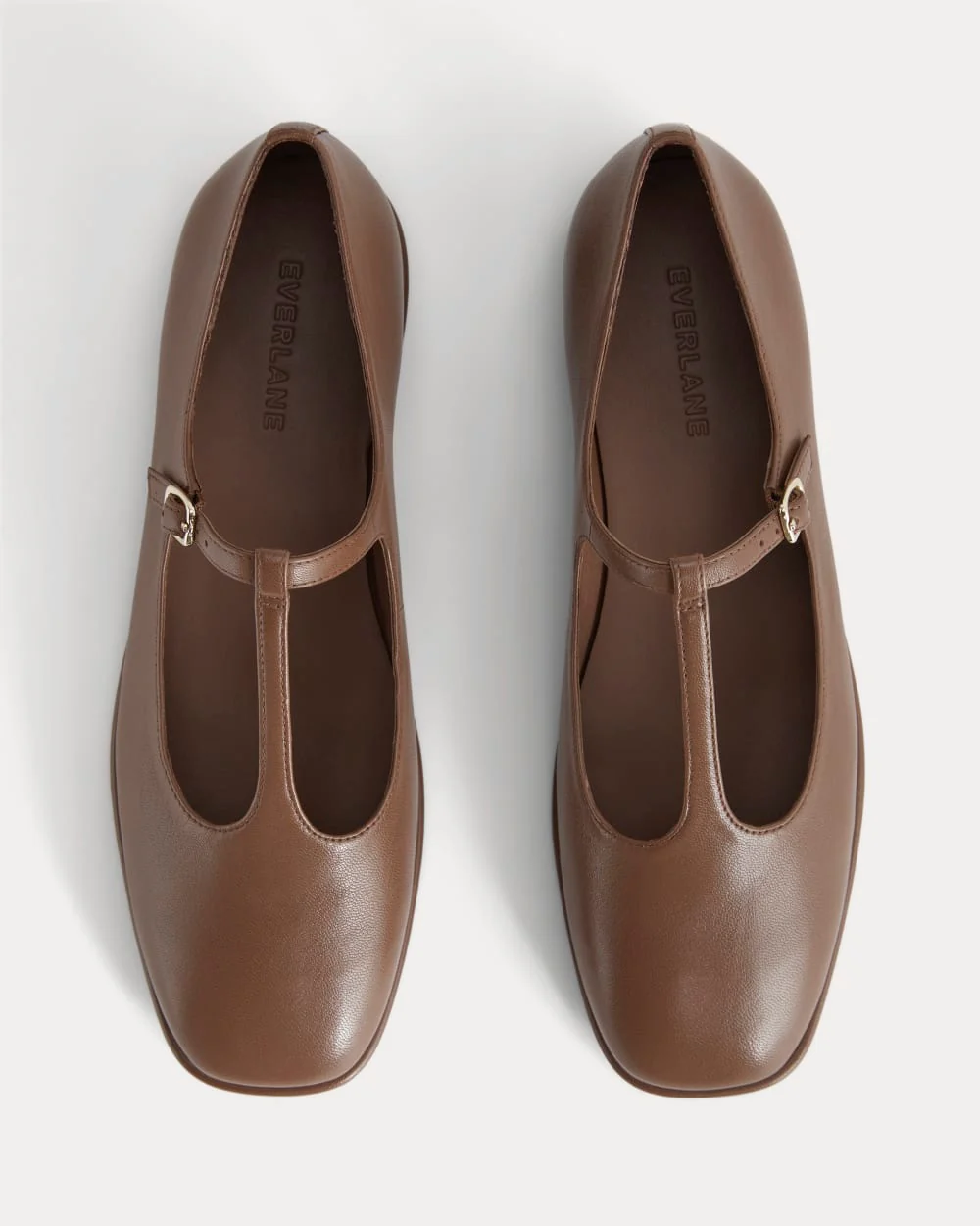 The Leather T-Strap Flat | Rum - Image 3