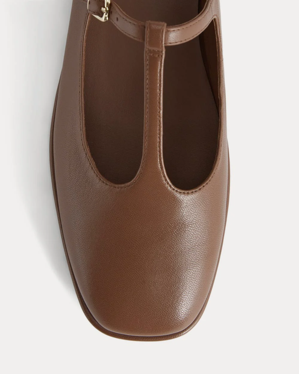 The Leather T-Strap Flat | Rum - Image 7