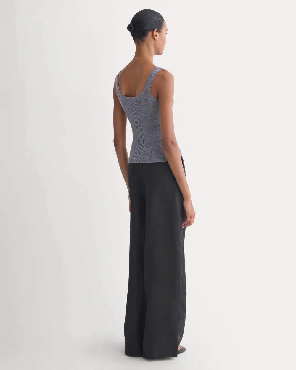 The Light Ribbed Cami in Ultrasoft Merino | Heather Mid Grey - Image 5