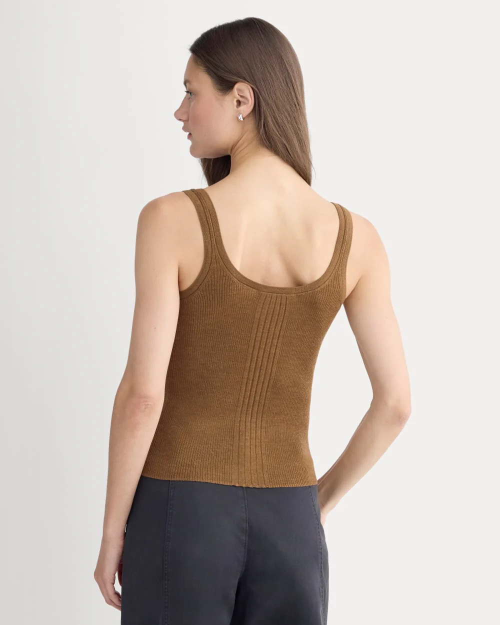 The Light Ribbed Cami in Ultrasoft Merino | Heathered Toffee - Image 5