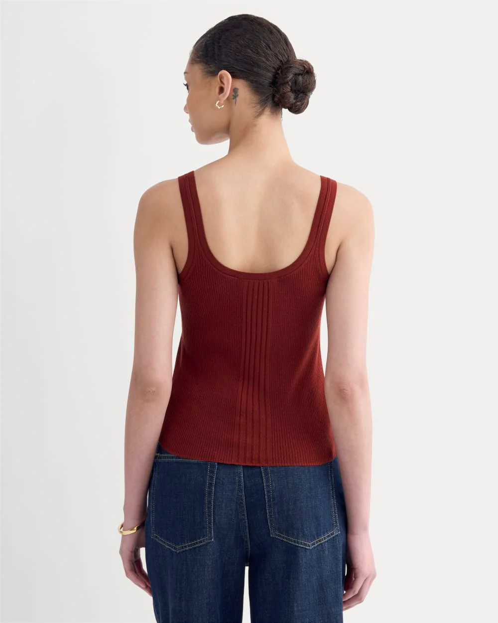 The Light Ribbed Cami in Ultrasoft Merino | Merlot - Image 5