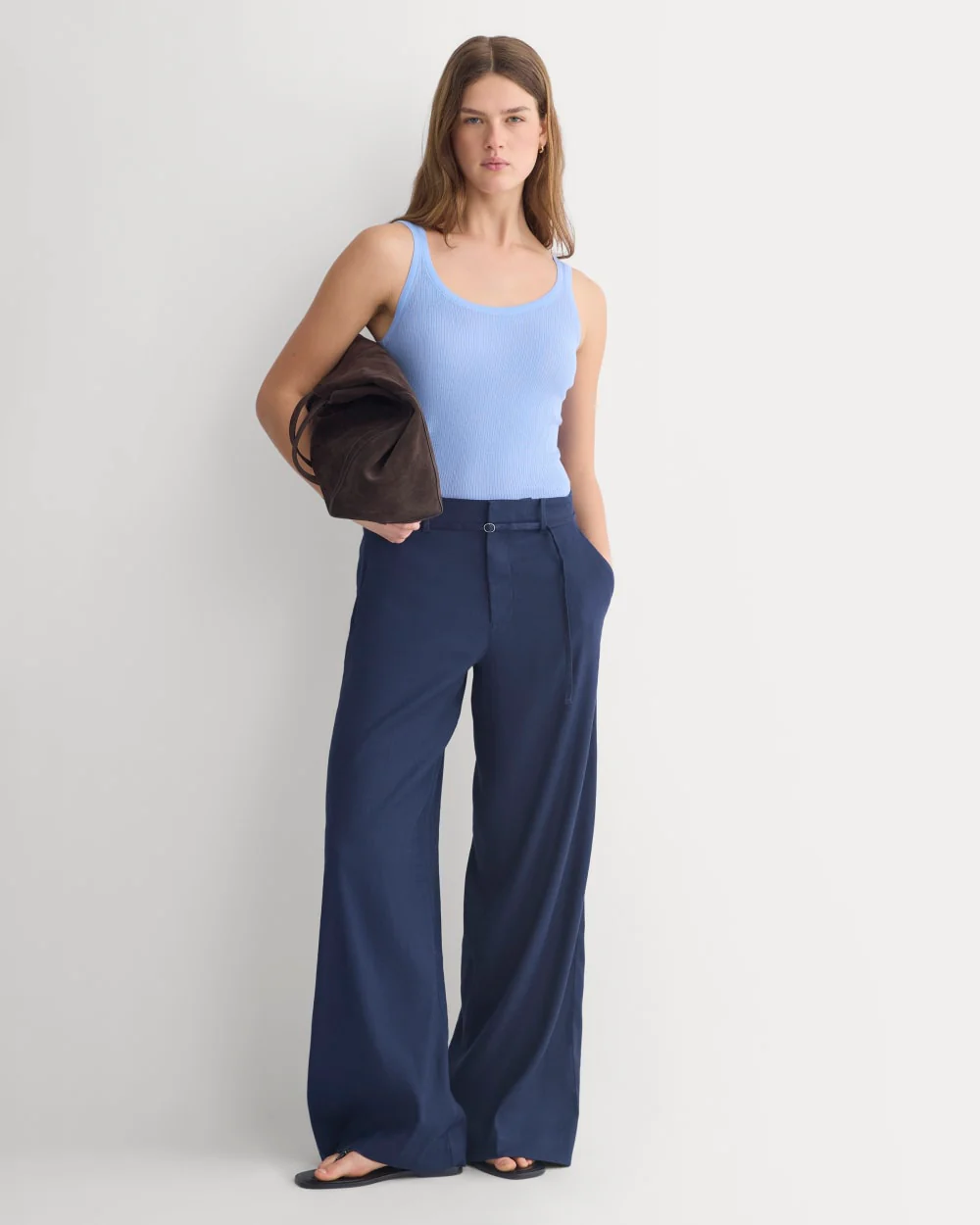 The Light Ribbed Cami in Ultrasoft Merino | Open Air Blue - Image 3