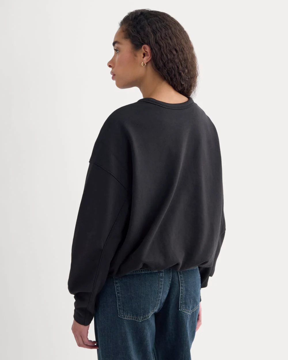 Lightweight Terry Bubble Sweatshirt | Black - Image 4