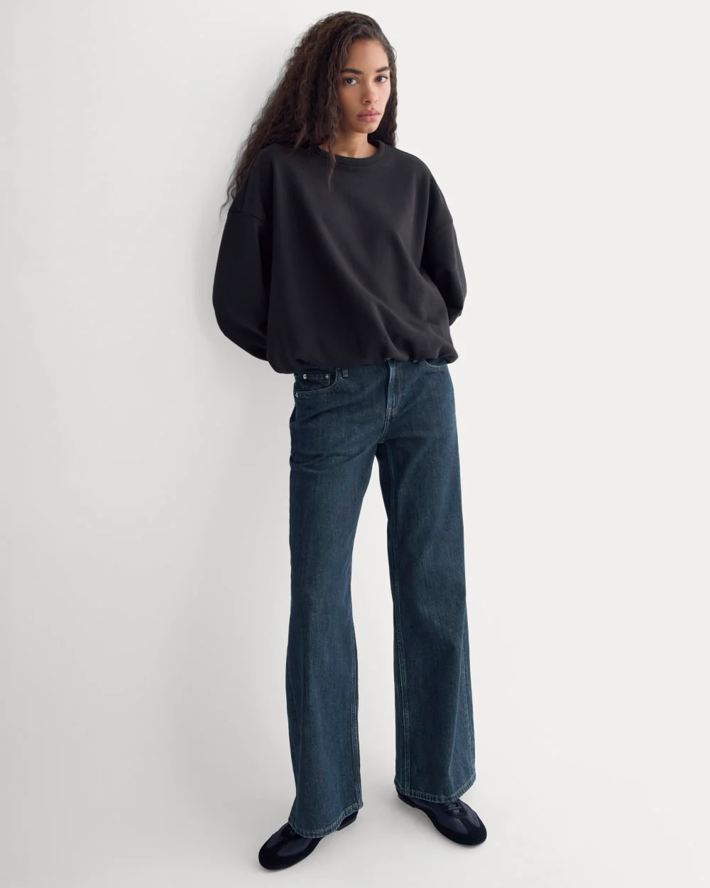 Lightweight Terry Bubble Sweatshirt | Black - Image 5