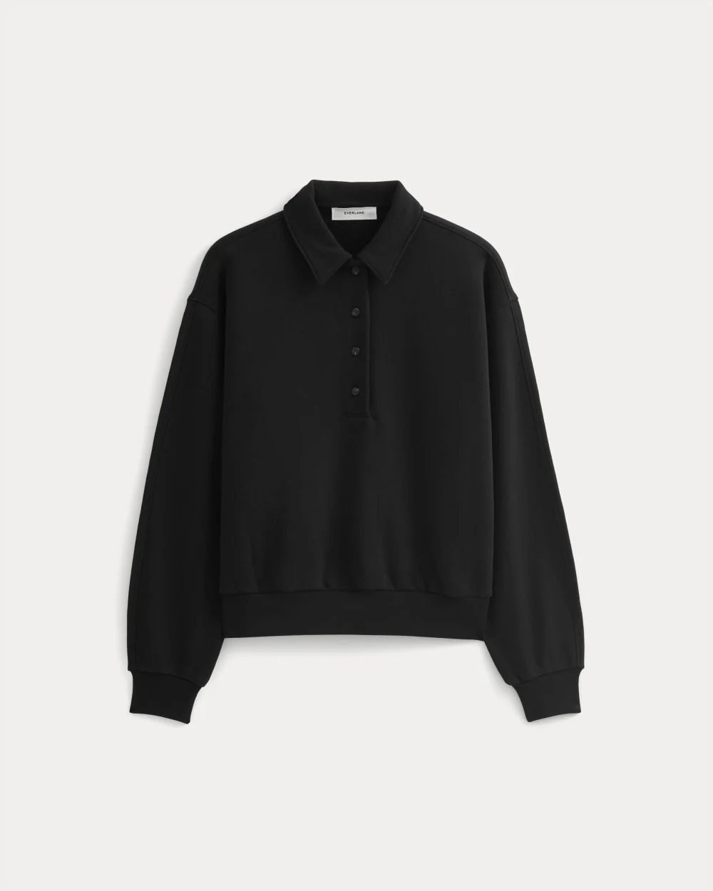 Lightweight Terry Polo Sweatshirt | Black - Image 2