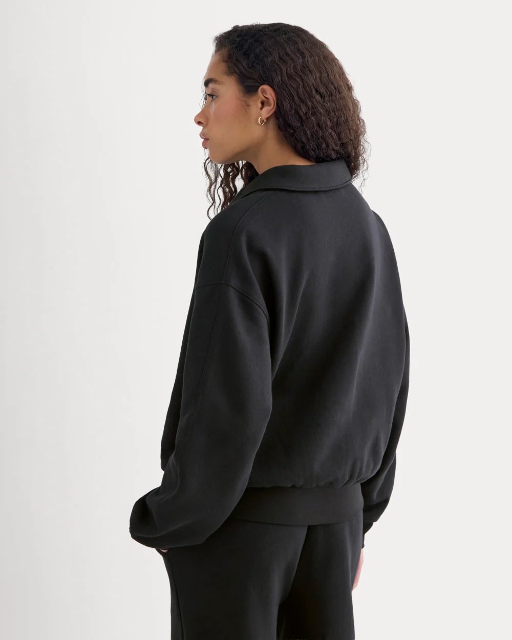 Lightweight Terry Polo Sweatshirt | Black - Image 6