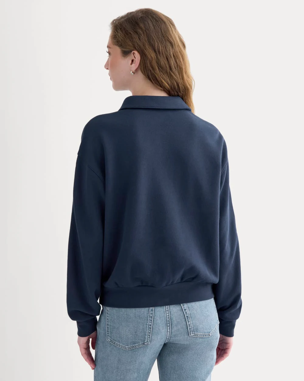 Lightweight Terry Polo Sweatshirt | Navy - Image 5