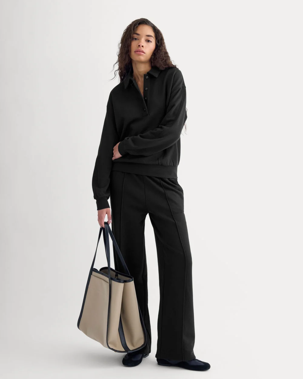 Lightweight Terry Pintuck Sweatpant | Black - Image 3