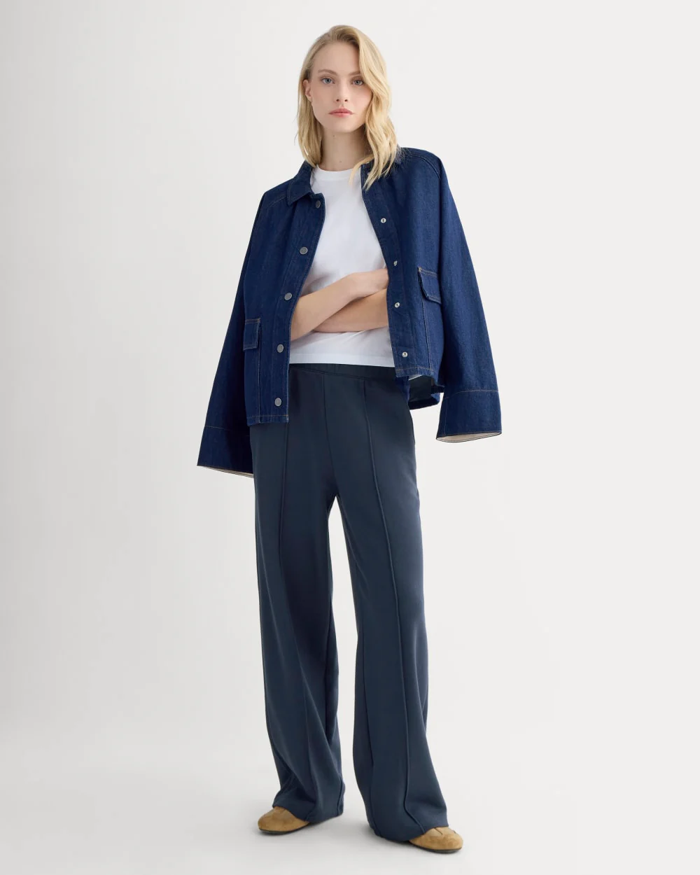 Lightweight Terry Pintuck Sweatpant | Navy - Image 3