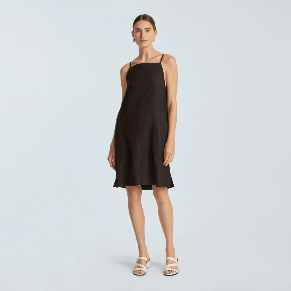 The Linen Apron Dress | Black - Image 2