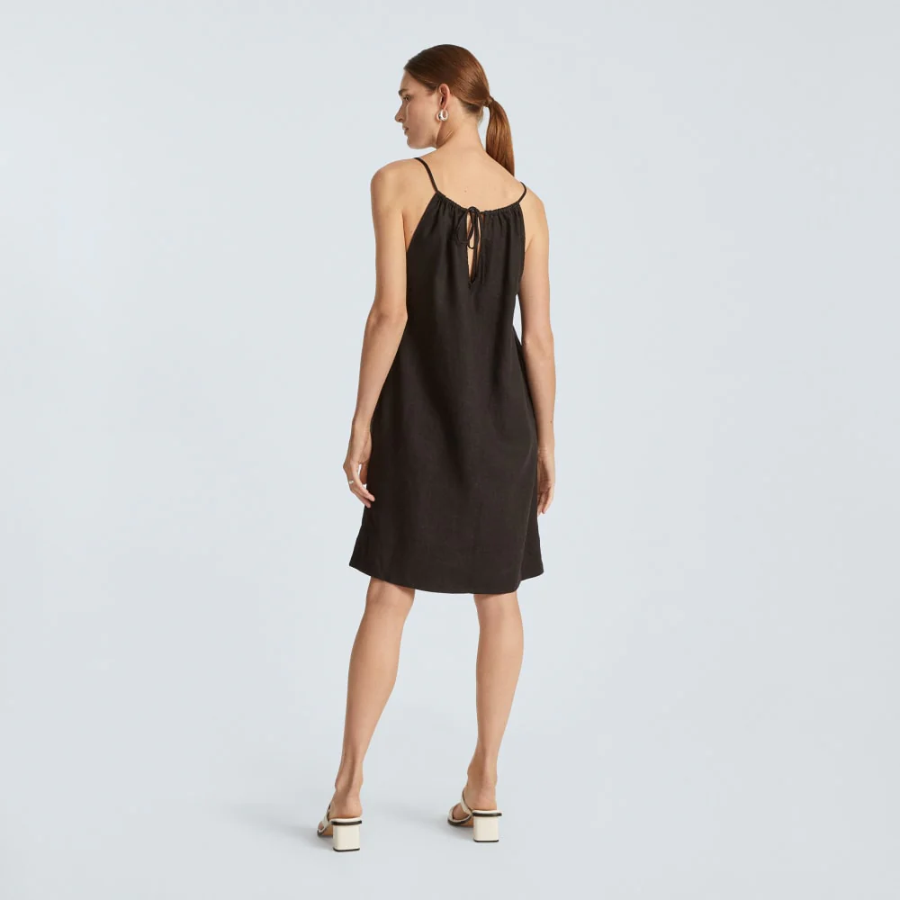 The Linen Apron Dress | Black - Image 3