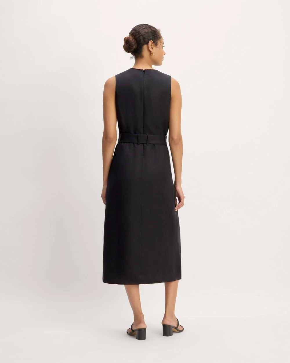 The Linen Belted Midi Dress | Black - Image 6