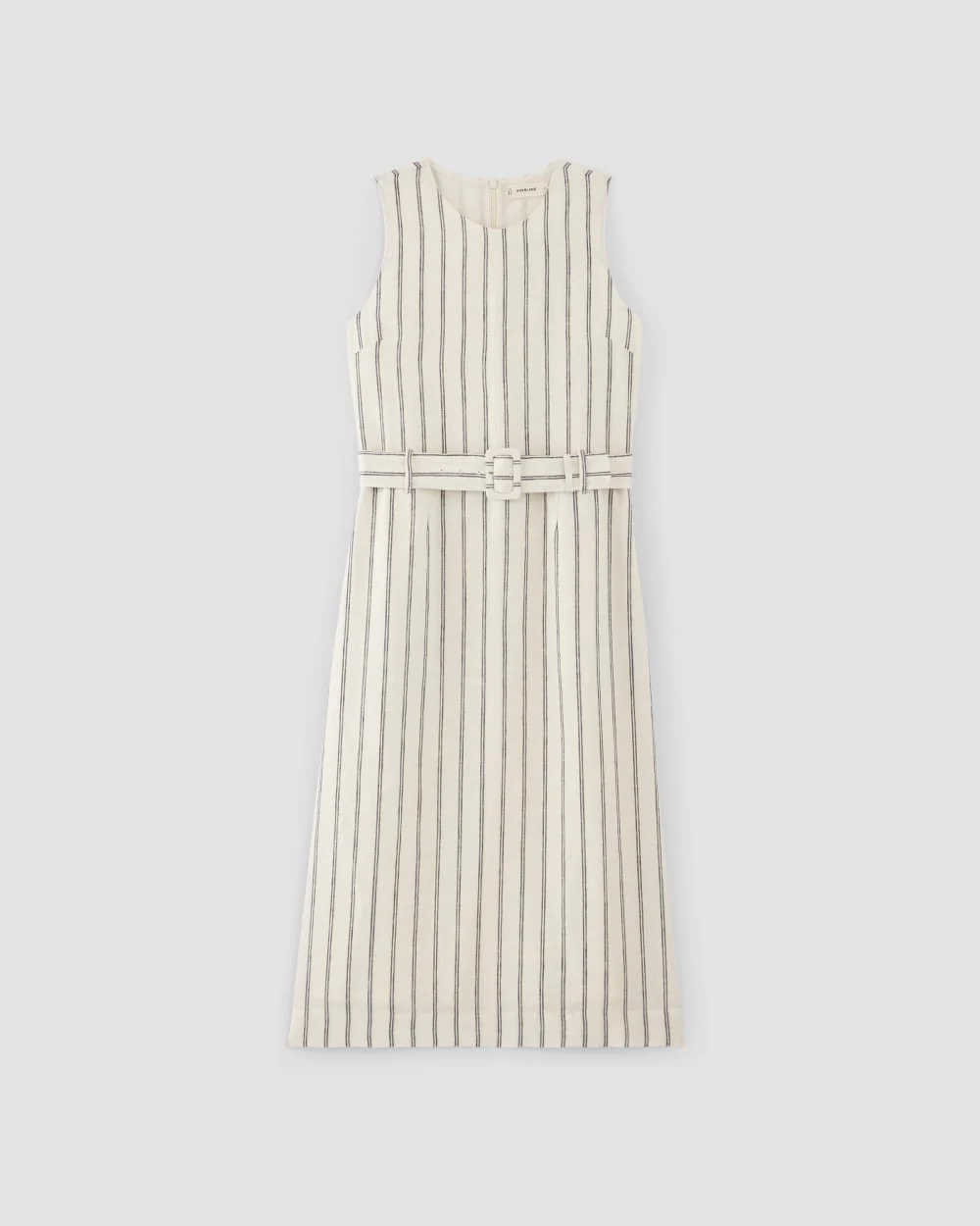 The Linen Belted Midi Dress | Bone/Navy - Image 2