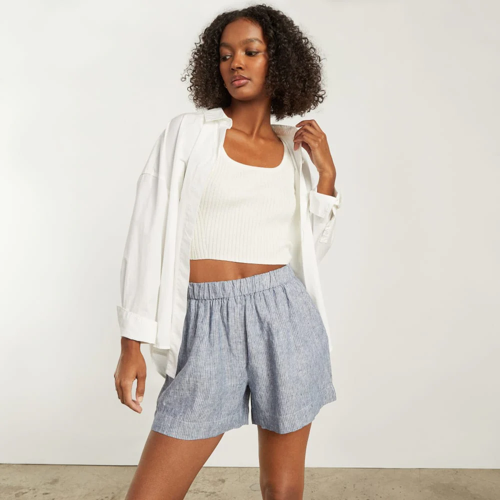 The Linen Boxer Short | Blue / White Pinstripe - Image 6