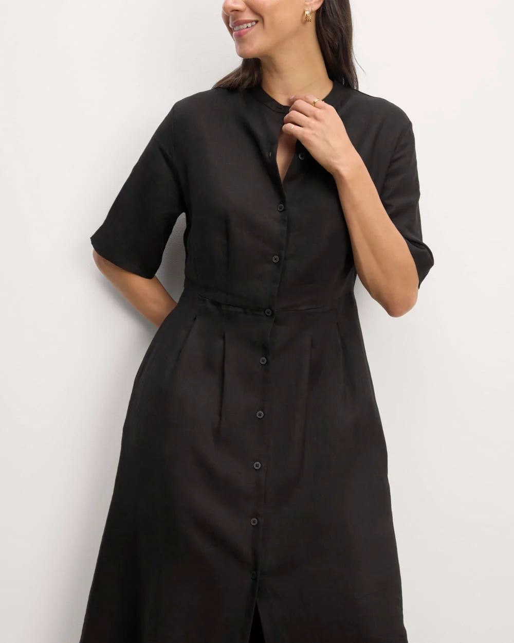 The Frolic Dress in Linen | Black - Image 3