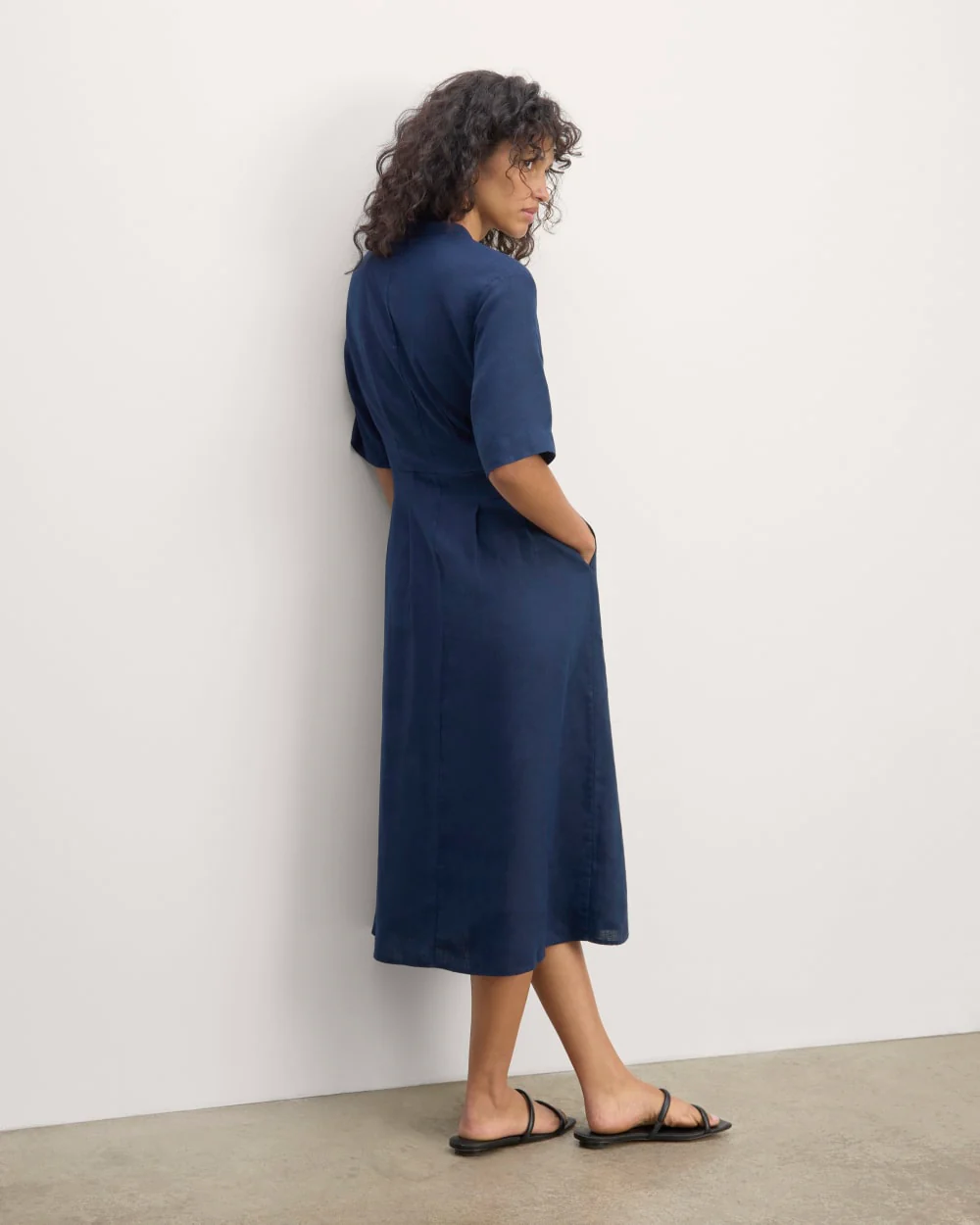 The Frolic Dress in Linen | Navy - Image 5