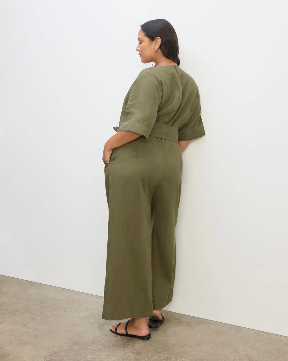 The Wrap Jumpsuit in Linen | Kalamata - Image 6