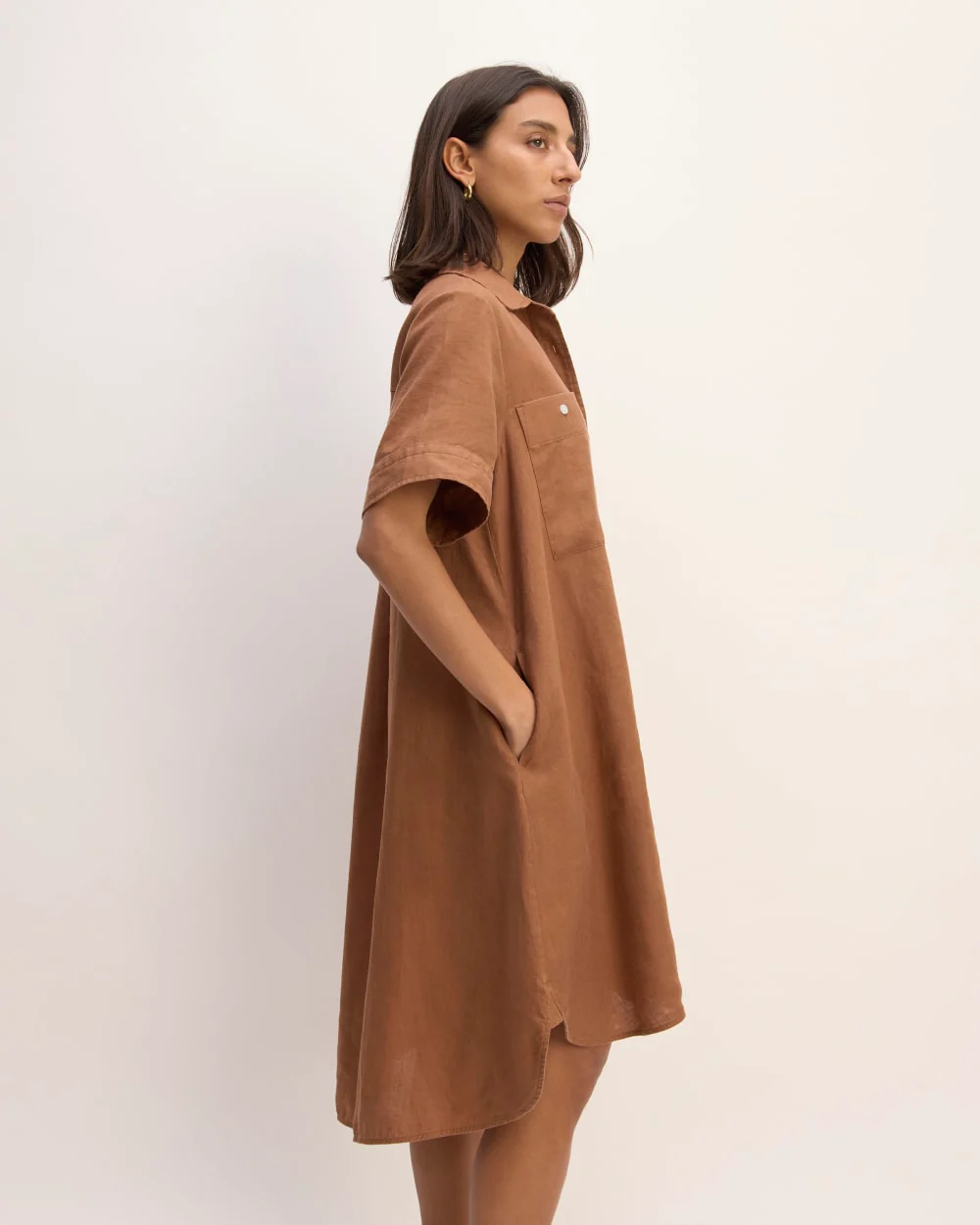 The Daytripper Dress in Linen | Carob Brown - Image 3