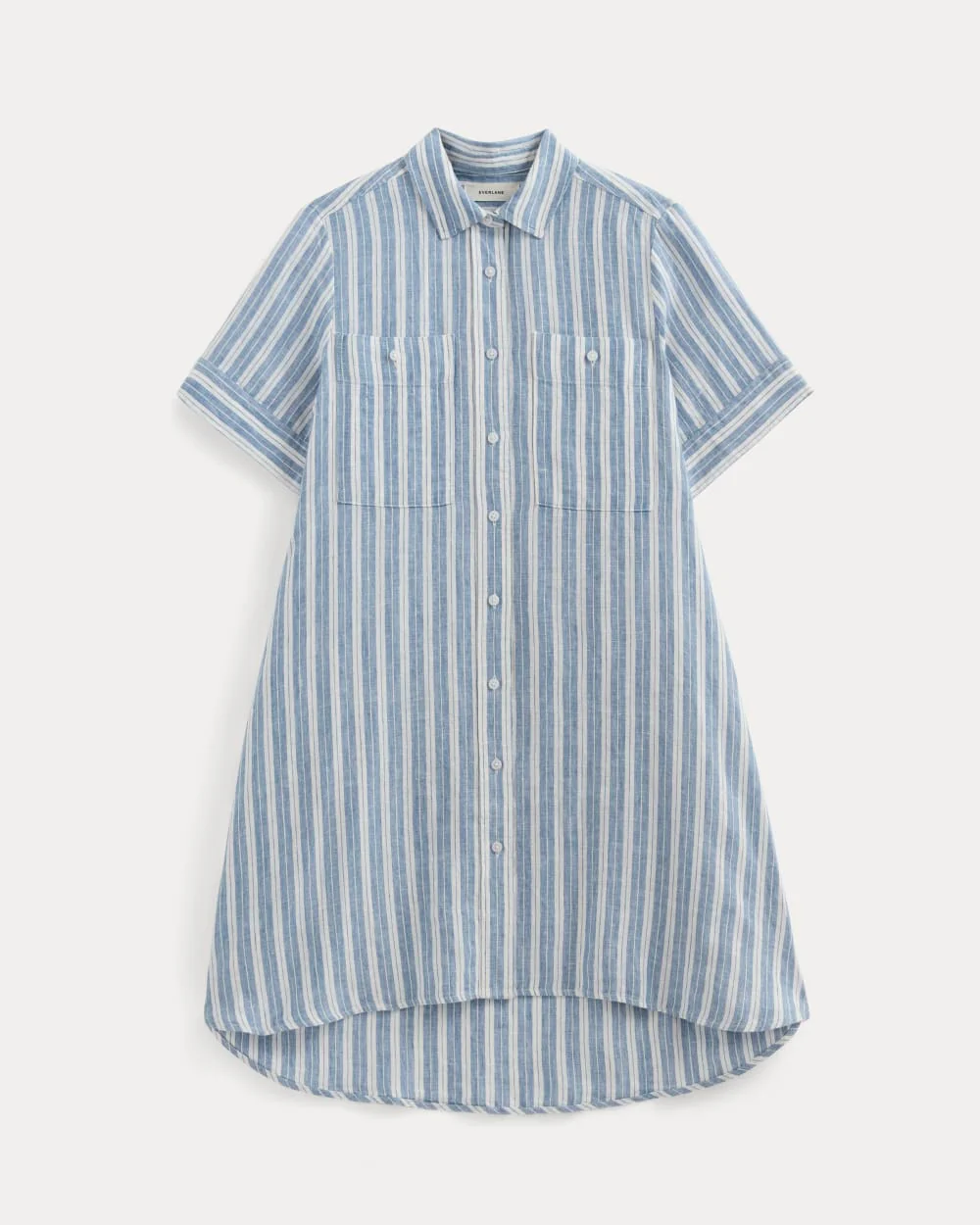 The Daytripper Dress in Linen | Soft Cobalt/Bone - Image 2