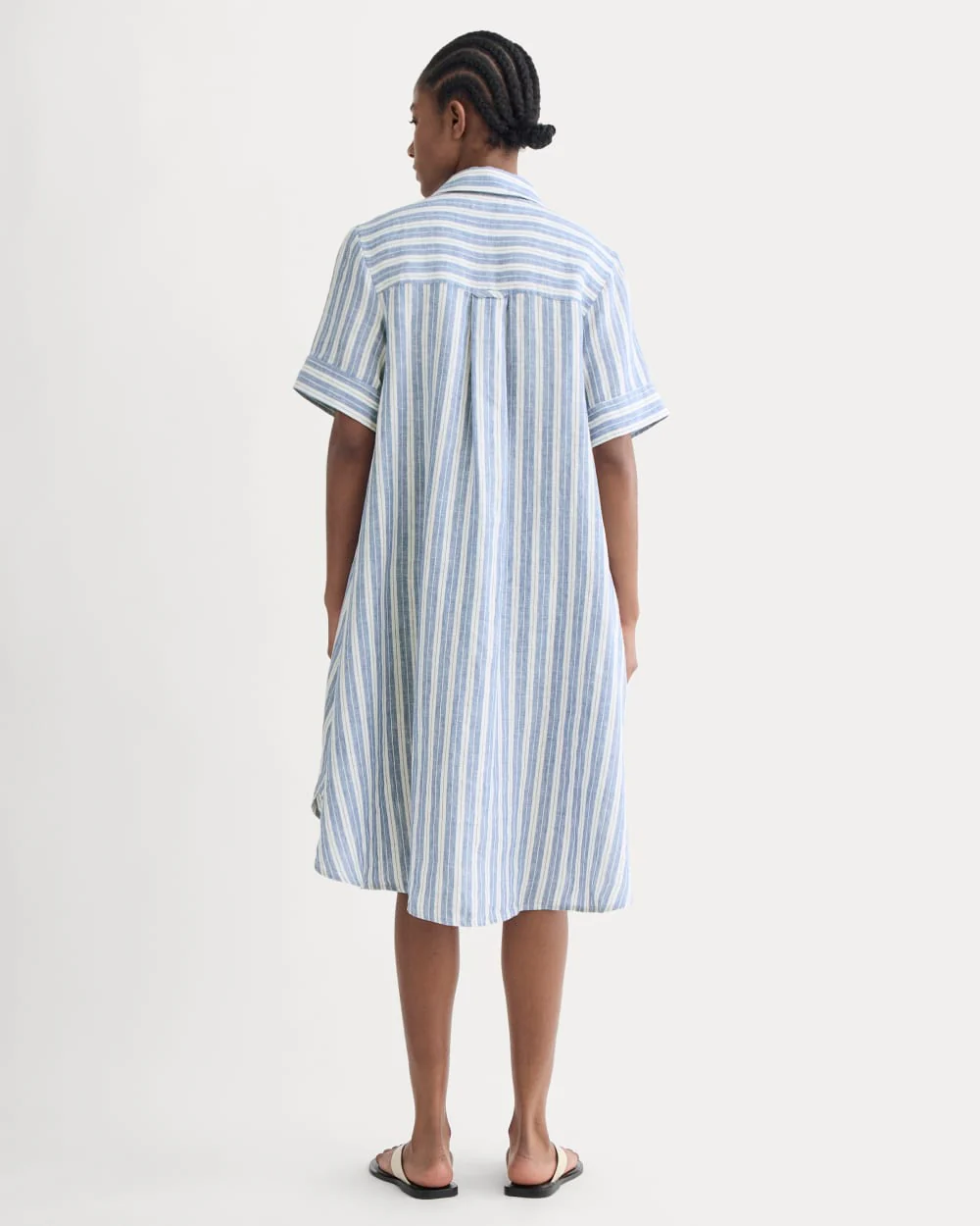 The Daytripper Dress in Linen | Soft Cobalt/Bone - Image 4