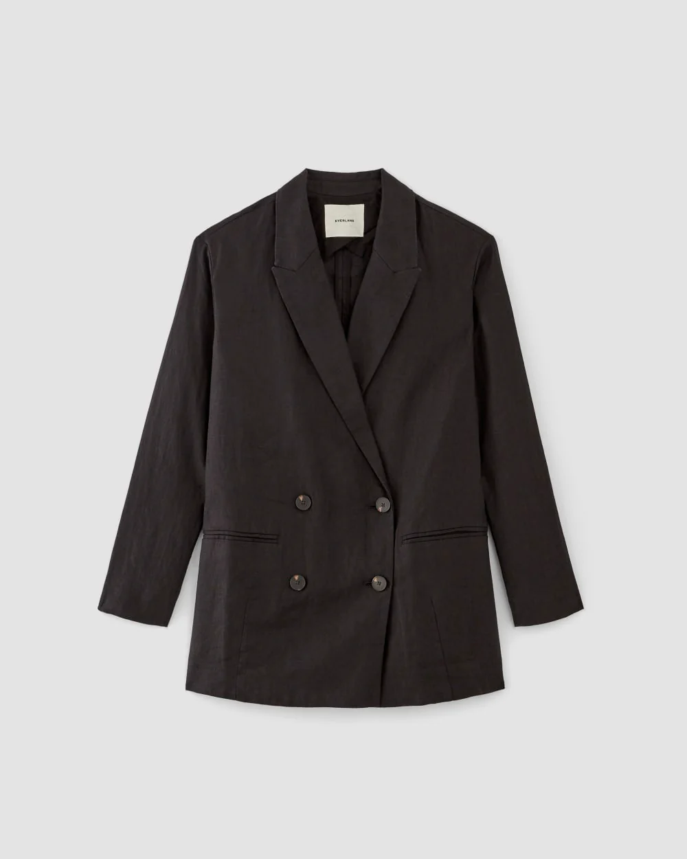 The Linen Double Breasted Blazer | Black - Image 2